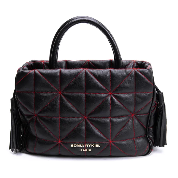 SONIA RYKIEL Quilted Tassel Leather Hand Bag K-163723_002