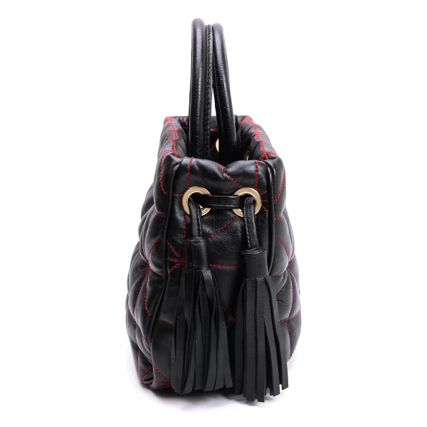 SONIA RYKIEL Quilted Tassel Leather Hand Bag K-163723_005