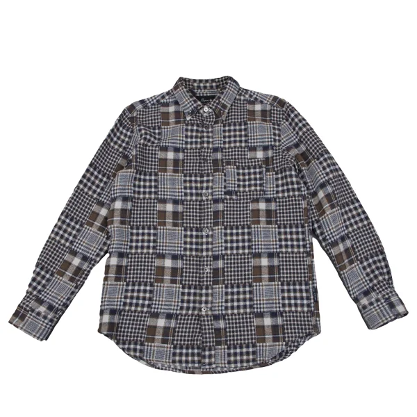 Papas+ Cotton Crazy Pattern Button Down Flannel Shirt Navy,Brown M K-163739_001