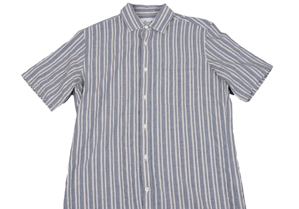 Papas+ Cotton Linen Striped Short Sleeve Shirt K-163740_002