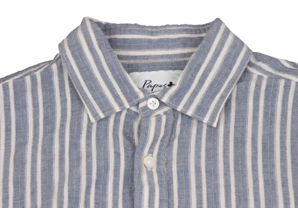 Papas+ Cotton Linen Striped Short Sleeve Shirt K-163740_003