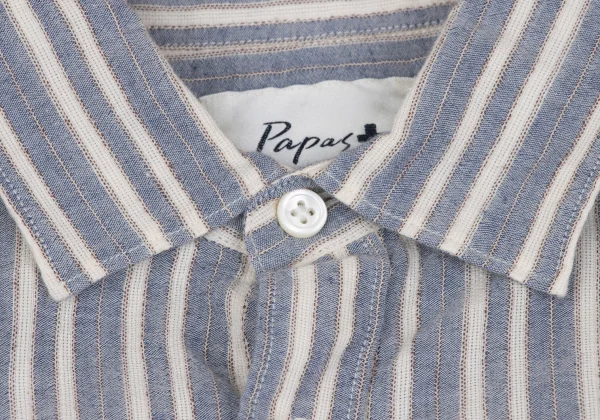 Papas+ Cotton Linen Striped Short Sleeve Shirt K-163740_004