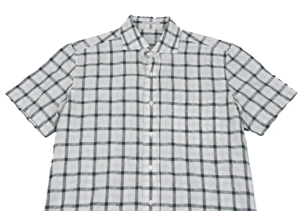 Papas+ Cotton Blend Wrinkled Check Short Sleeve Shirt K-163741_002