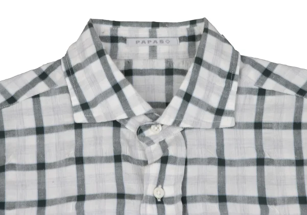 Papas+ Cotton Blend Wrinkled Check Short Sleeve Shirt K-163741_003