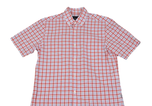 Papas+ Cotton Check Button Down Short Sleeve Shirt K-163742_002