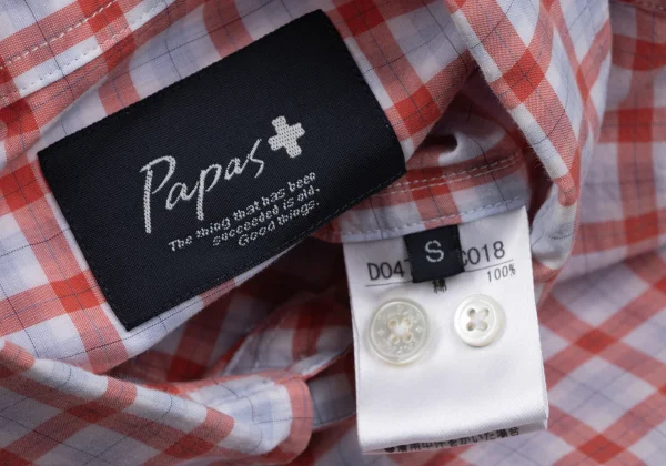 Papas+ Cotton Check Button Down Short Sleeve Shirt K-163742_014