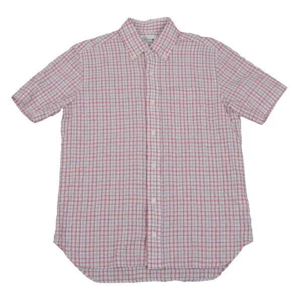 Papas+ Cotton Poly Check Seersucker Short Sleeve Shirt Red,White M K-163743_001
