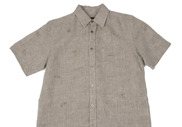 Papas+ Animals Embroidery Linen Shirt K-163744_002