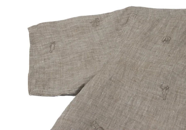 Papas+ Animals Embroidery Linen Shirt K-163744_007
