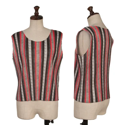 PLEATS PLEASE Stripe Pleated Sleeveless Top