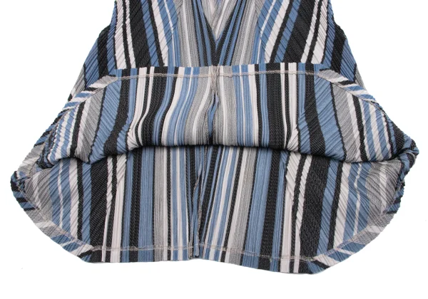 PLEATS PLEASE Poly Cotton Stripe V Neck Top K-163753_007