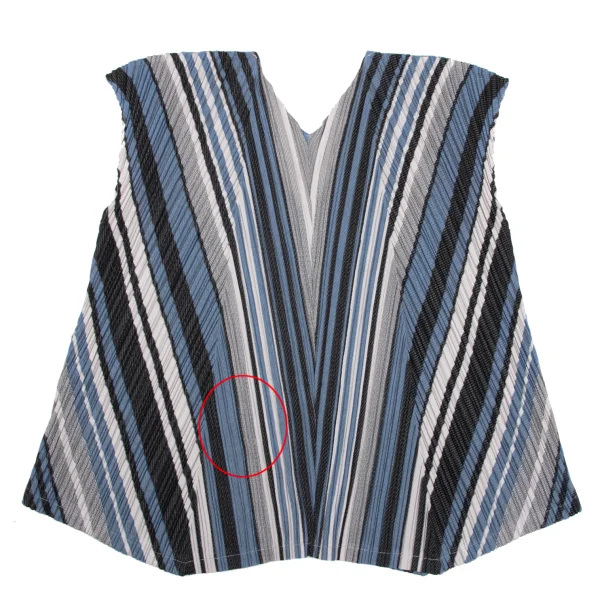 PLEATS PLEASE Poly Cotton Stripe V Neck Top K-163753_008