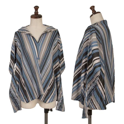 PLEATS PLEASE Poly Cotton Stripe Cardigan