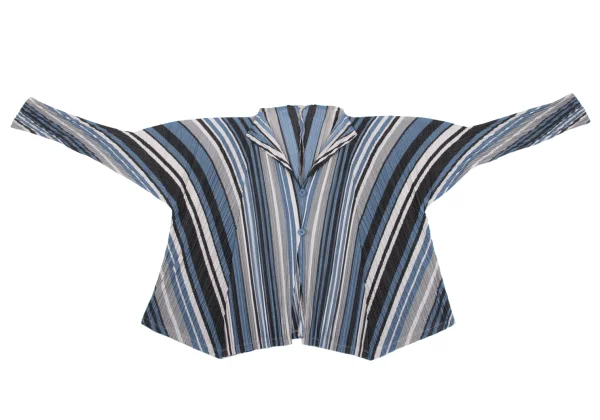 PLEATS PLEASE Poly Cotton Stripe Cardigan K-163754_002