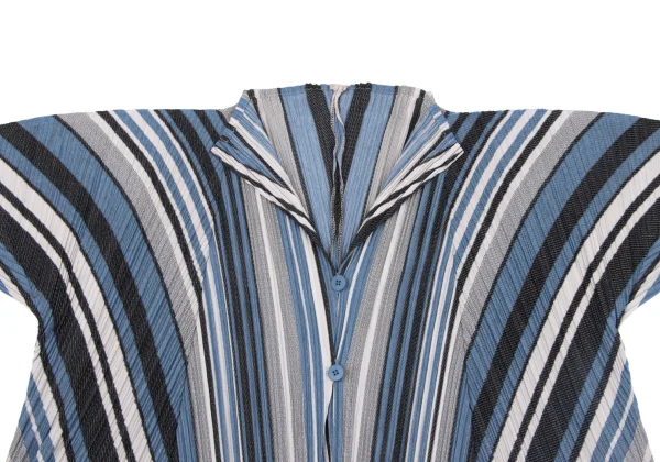 PLEATS PLEASE Poly Cotton Stripe Cardigan K-163754_003