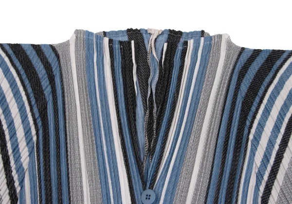 PLEATS PLEASE Poly Cotton Stripe Cardigan K-163754_005