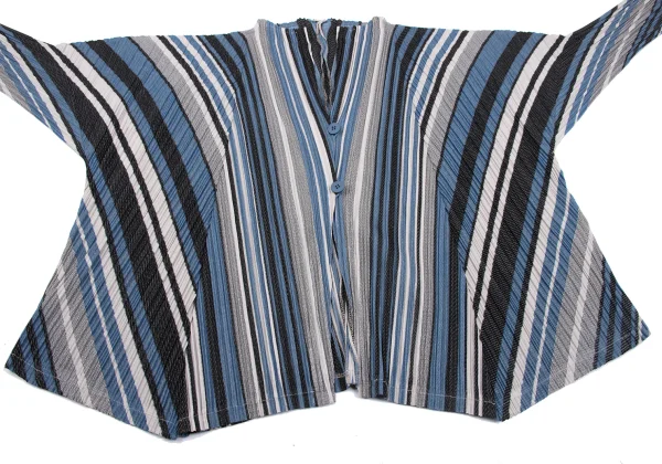 PLEATS PLEASE Poly Cotton Stripe Cardigan K-163754_009