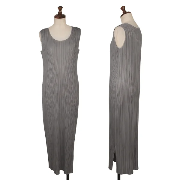 PLEATS PLEASE Pleated Sleeveless Dress Grey 5 K-163757_001