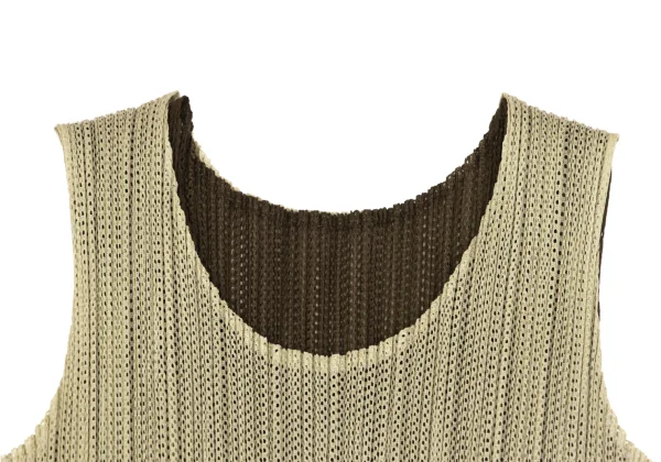 PLEATS PLEASE Mesh Pleated Layered Sleeveless Dress K-163758_004