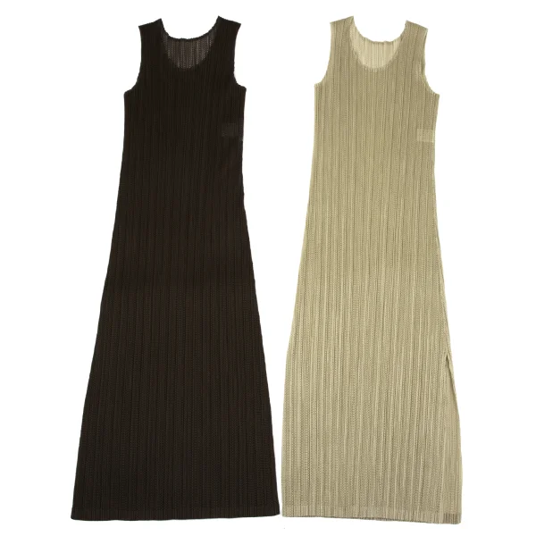 PLEATS PLEASE Mesh Pleated Layered Sleeveless Dress K-163758_009