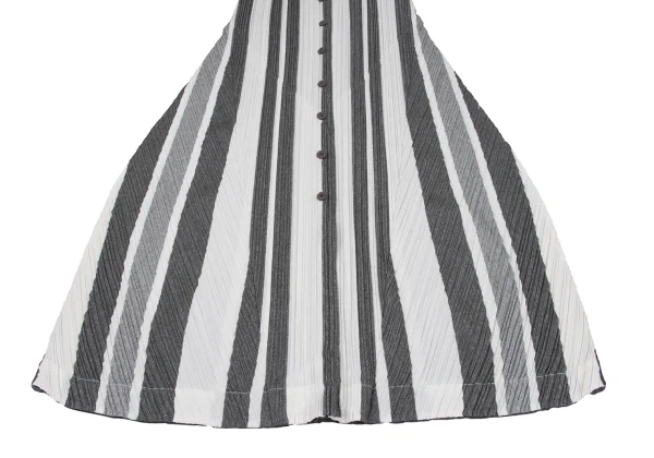 PLEATS PLEASE Striped V-neck Sleeveless Dress K-163759_007