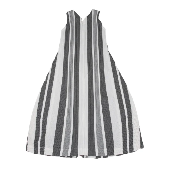 PLEATS PLEASE Striped V-neck Sleeveless Dress K-163759_009