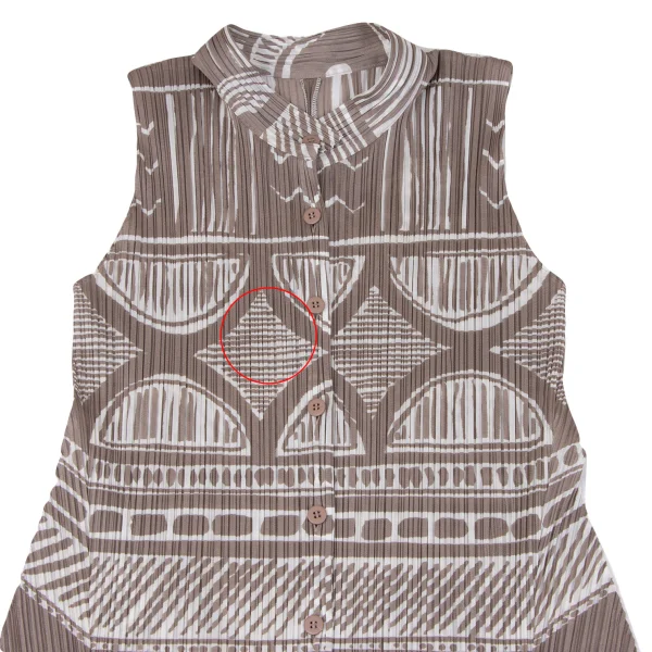 PLEATS PLEASE Printed Stand-collar Shirt Dress K-163760_003