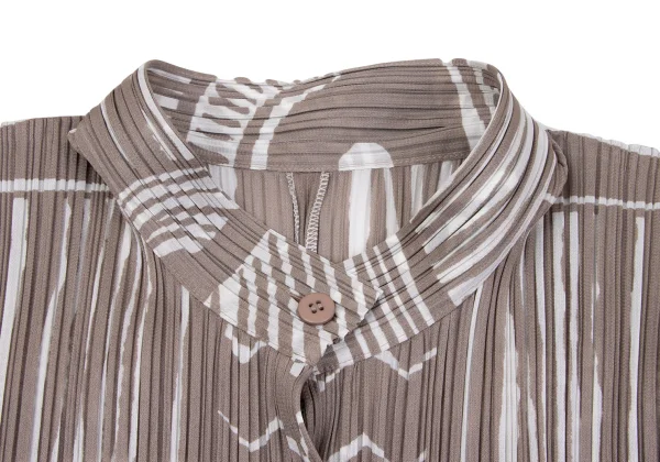 PLEATS PLEASE Printed Stand-collar Shirt Dress K-163760_005