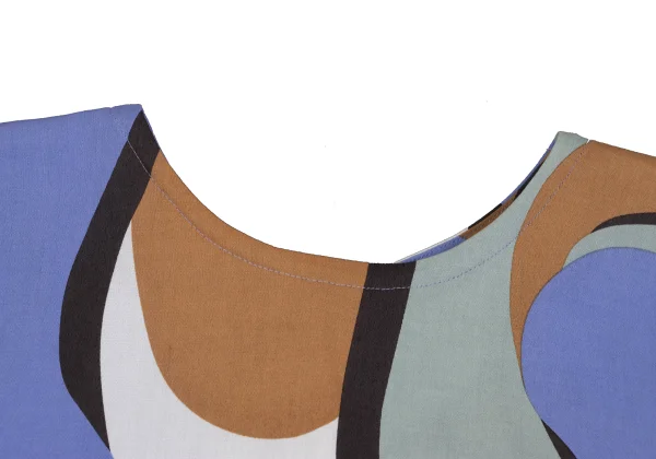 ISSEY MIYAKE Cotton Geometric Printed Sleeveless Blouse K-163765_005