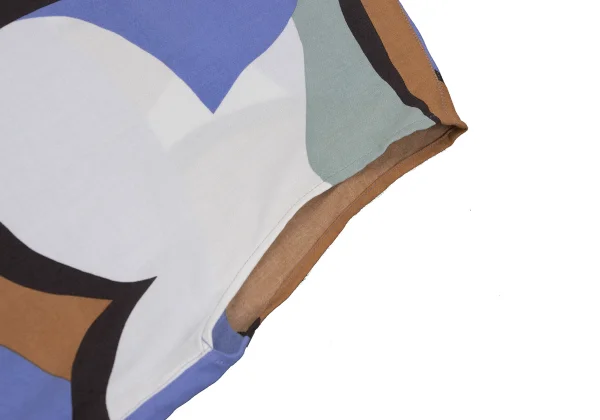 ISSEY MIYAKE Cotton Geometric Printed Sleeveless Blouse K-163765_006