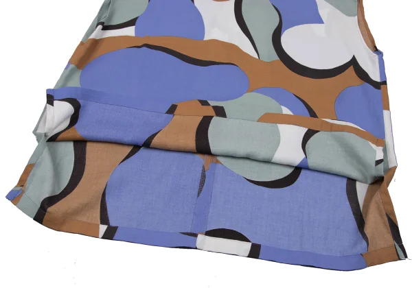 ISSEY MIYAKE Cotton Geometric Printed Sleeveless Blouse K-163765_009