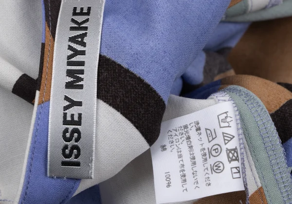 ISSEY MIYAKE Cotton Geometric Printed Sleeveless Blouse K-163765_016