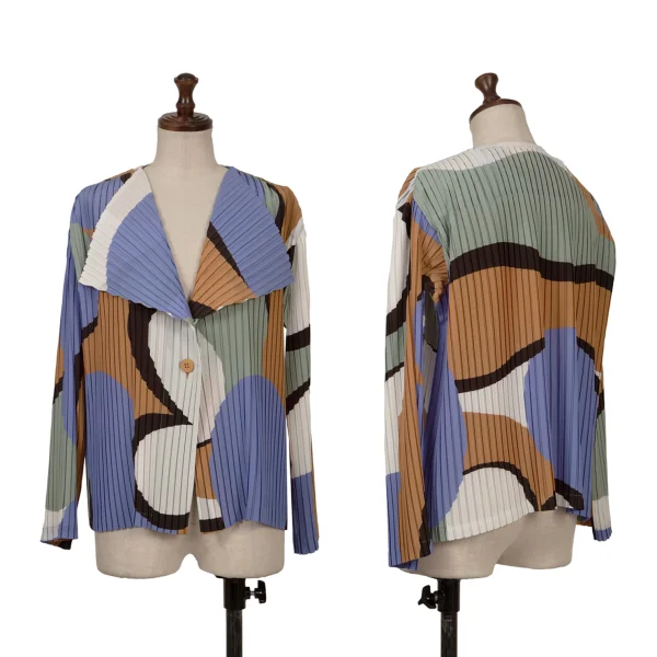 ISSEY MIYAKE Geometric Printed Pleats 1B Jacket Multi-Color 2 K-163766_001
