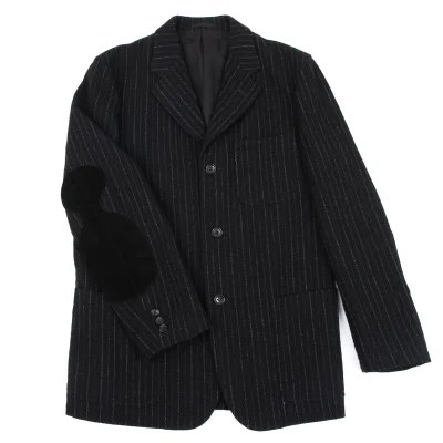 COMME des GARCONS HOMME HOMME Elbow Patch Wool Stripe Jacket