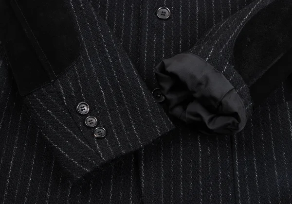 COMME des GARCONS HOMME HOMME Elbow Patch Wool Stripe Jacket K-163768_010