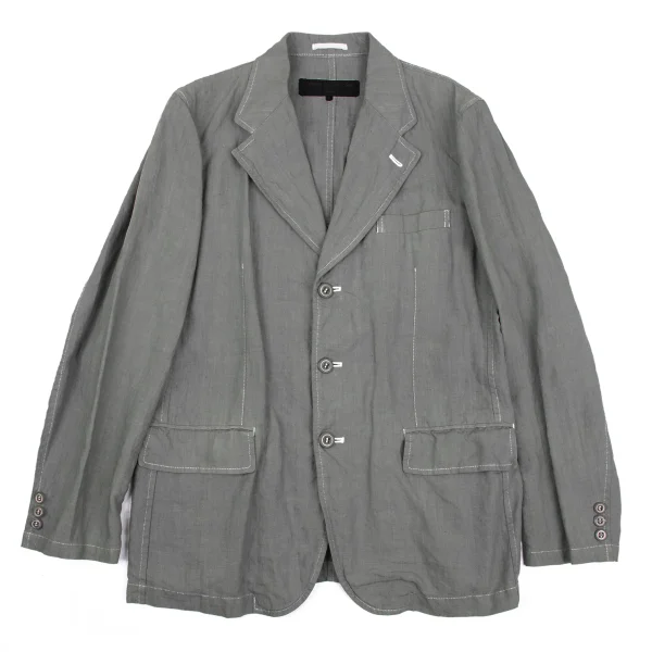 COMME des GARCONS HOMME Dyed Linen 3B Jacket Grey S K-163769_001