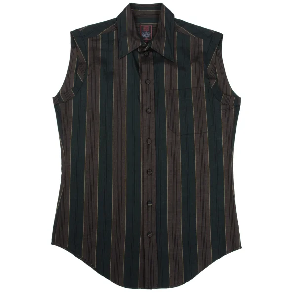 Jean Paul GAULTIER CLASSIQUE Rayon Cotton Striped Sleeveless Shirt K-163771_004