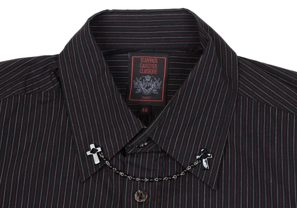 Jean Paul GAULTIER CLASSIQUE Cotton Cross-Chain Design Striped Shirt K-163772_003