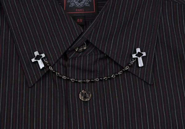 Jean Paul GAULTIER CLASSIQUE Cotton Cross-Chain Design Striped Shirt K-163772_004
