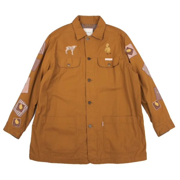 Karl Helmut Cotton Lining Check Patch Design Jacket Camel S-M K-163775_001