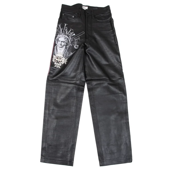 FICCE Ludwig van Beethoven Print Leather Pants Black S K-163781_001