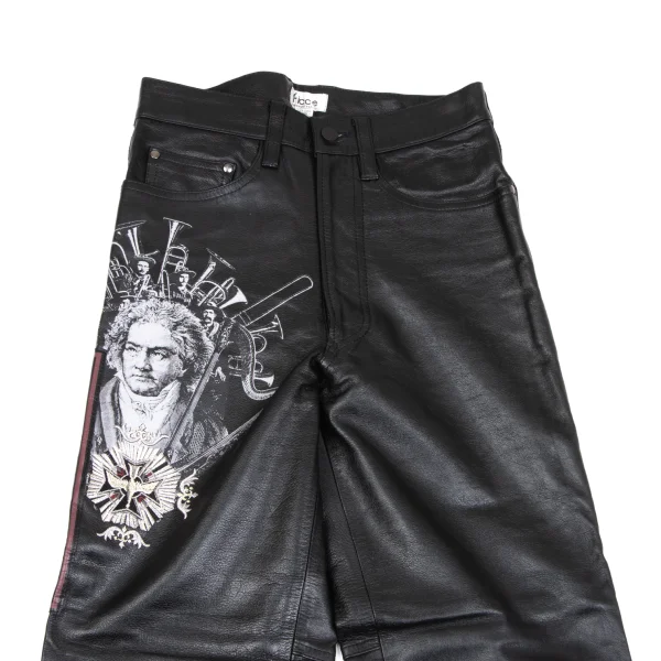 FICCE Ludwig van Beethoven Print Leather Pants K-163781_002