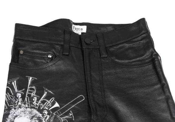 FICCE Ludwig van Beethoven Print Leather Pants K-163781_003