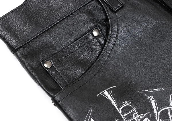 FICCE Ludwig van Beethoven Print Leather Pants K-163781_006
