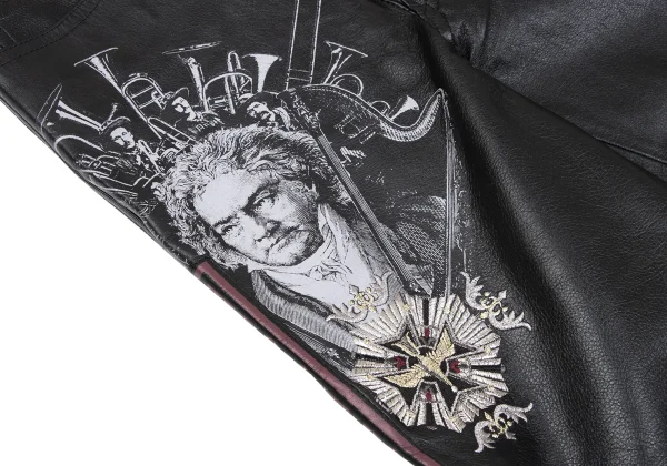 FICCE Ludwig van Beethoven Print Leather Pants K-163781_007