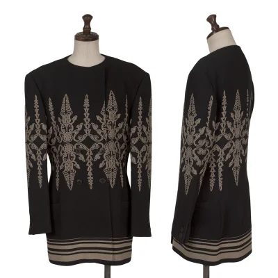 GIANNI VERSACE Wool Botanical Print Collarless Jacket