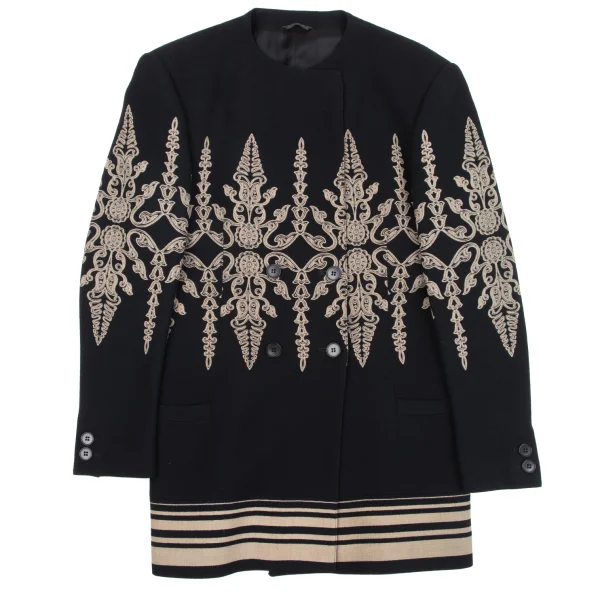 GIANNI VERSACE Wool Botanical Print Collarless Jacket K-163782_002