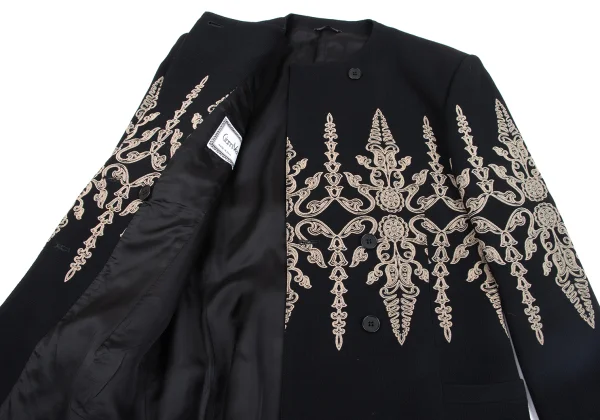 GIANNI VERSACE Wool Botanical Print Collarless Jacket K-163782_011