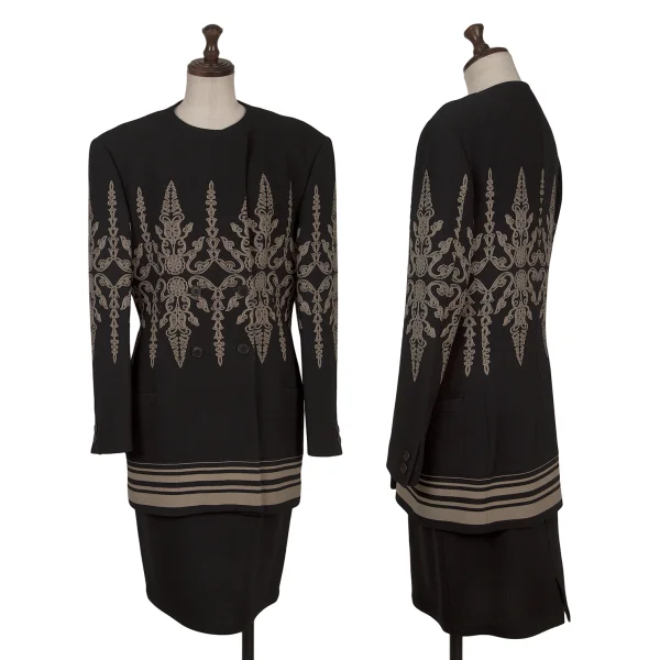 GIANNI VERSACE Wool Botanical Print Collarless Jacket K-163782_017