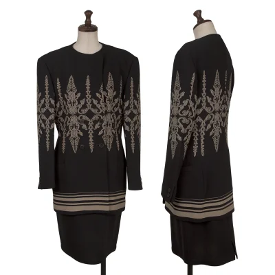 GIANNI VERSACE Wool Botanical Print Jacket & Skirt